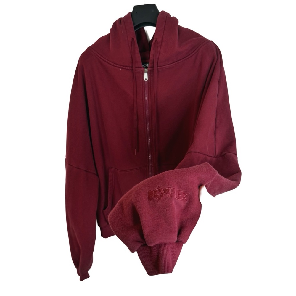 POPFLEX Women's Crimson Red Designer Premium Baggy Hoodie Massive Hood L/XL